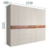 Шкаф 6-ти дверный с ящиками, Bogemia Wood Wo (Шелк/Золото) БМШ2/61(Wo)