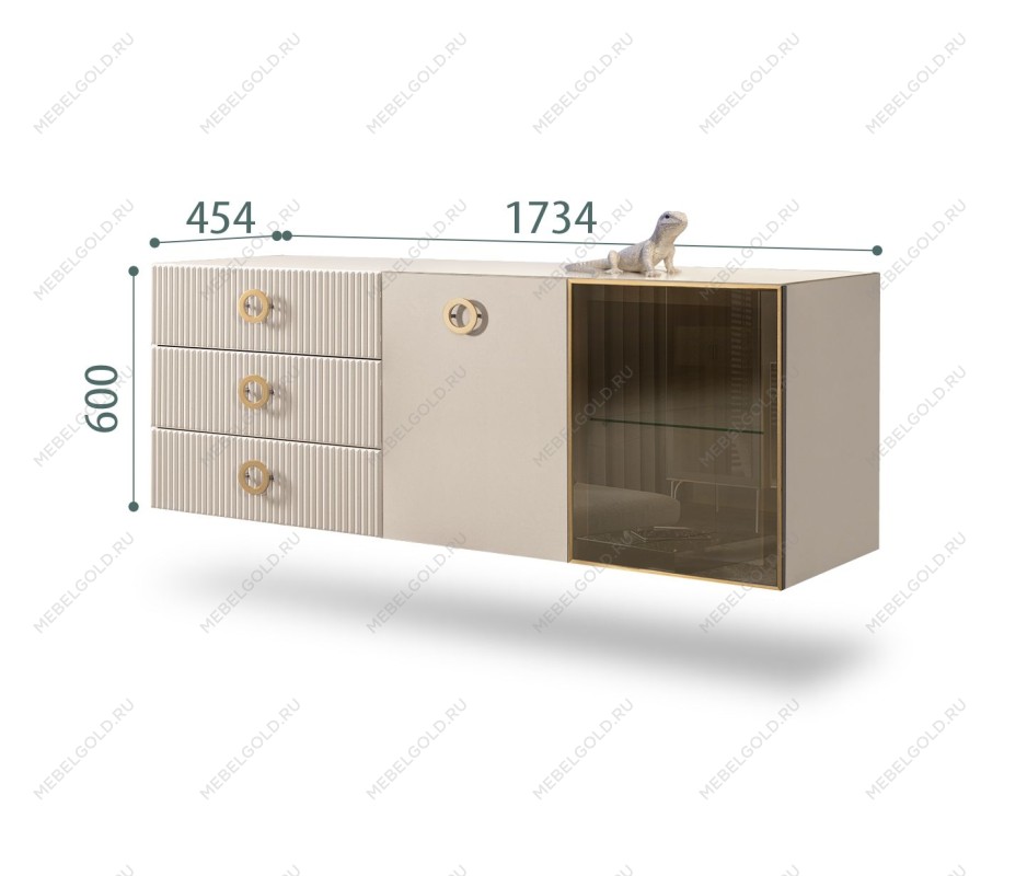 Комод 1.6м Bogemia Fly Fillini (Ваниль) (Lakobel/Золото) БМКМ-4[5][10]