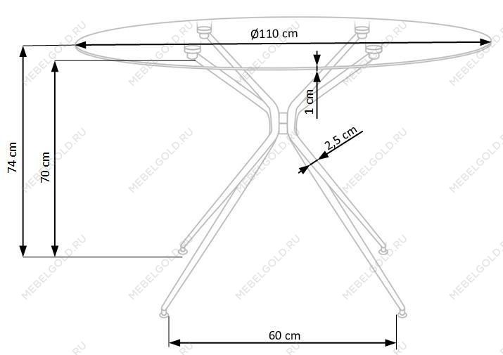 Стол обеденный Halmar RONDO (прозрачный/золотой) | изображение 5