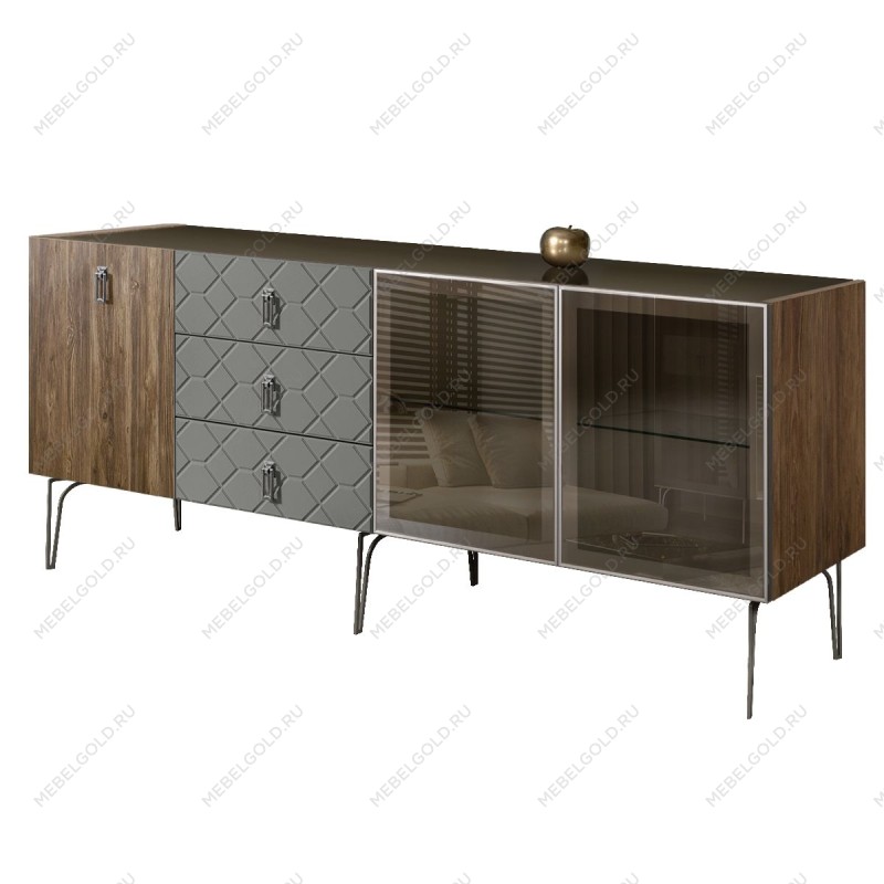 Комод 2.1м Bogemia Woodline Wood Fa (Серый) (Lakobel/Хром) БМКМ-5[5][10]