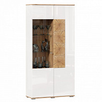 Шкаф двухстворчатый со стеклом 920 Фиджи (правый Дуб Золотой/Белый)