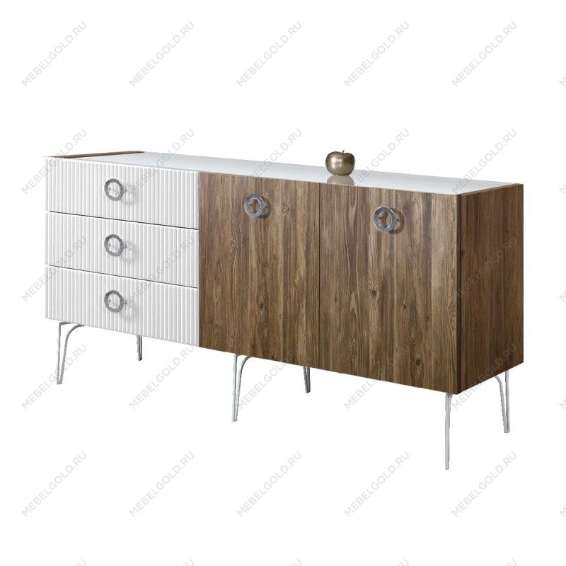 Комод 1.6м Bogemia Woodline Wood Fi (Белый) (Lakobel/Хром) БМКМ-4