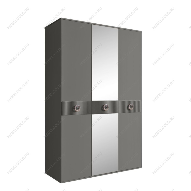 Шкаф 3-х дверный с зеркалом Bogemia Fillini (Серый/Хром) БМШ1/3(Fi)