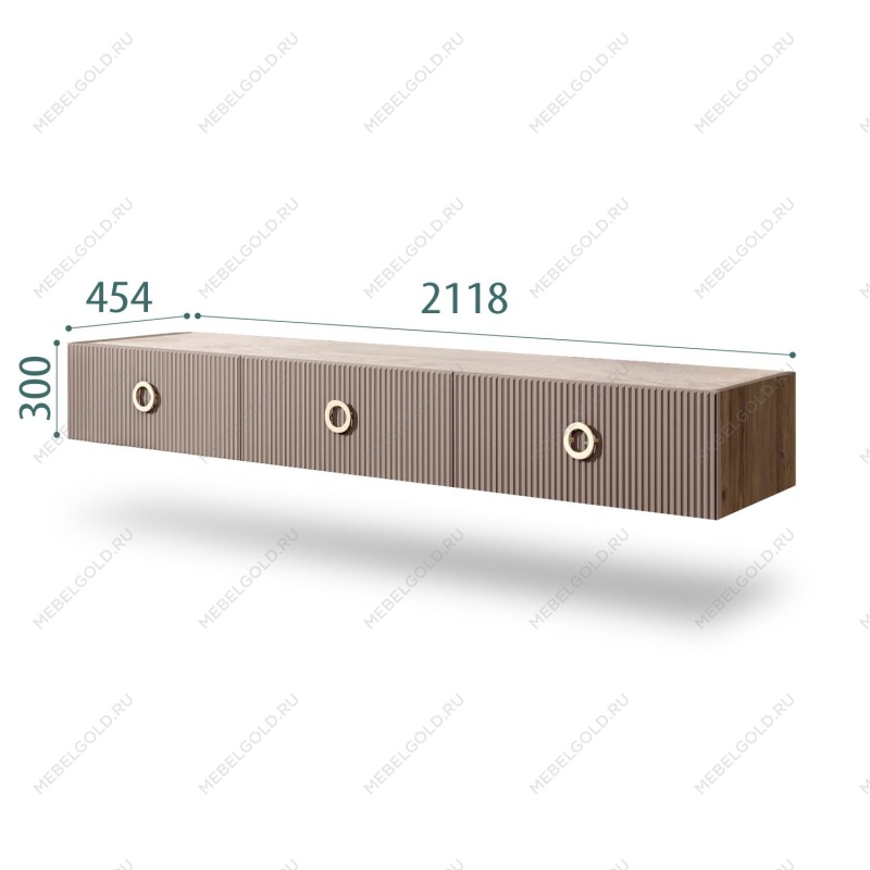 Тумба телевизионная 2.1м Bogemia Woodline Fly Fi (Мокка) (Novabuk/Золото) БМТ-2