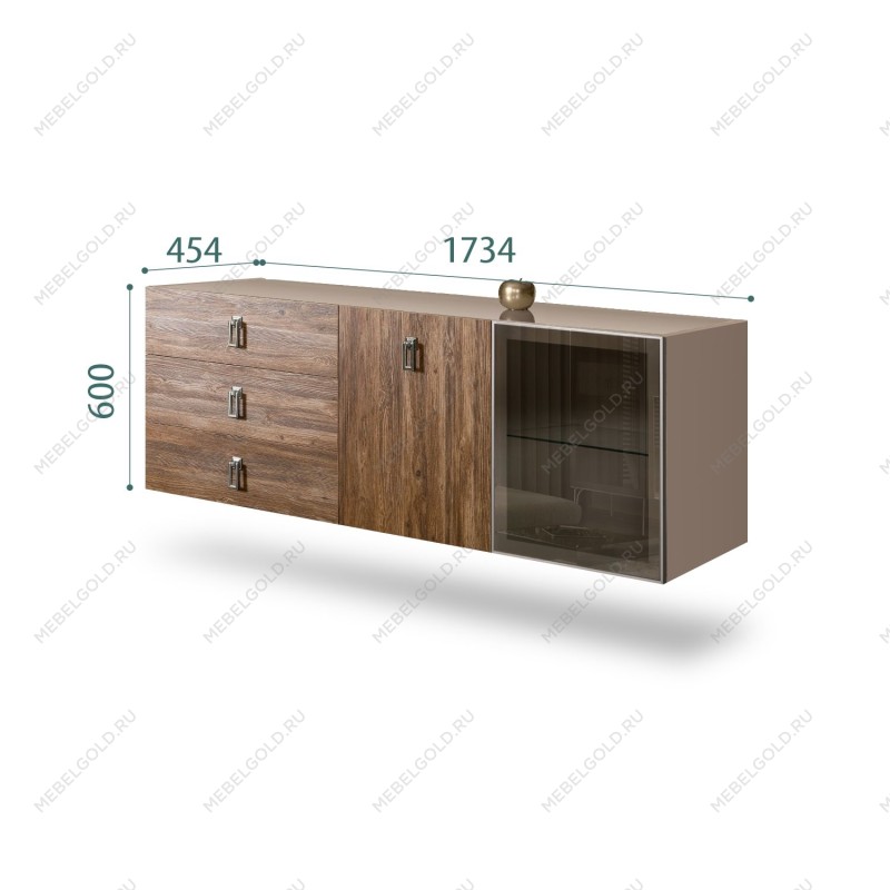 Комод 1.6м Bogemia Fly Wood Fa (Мокка) (Lakobel/Хром) БМКМ-4[5][10]