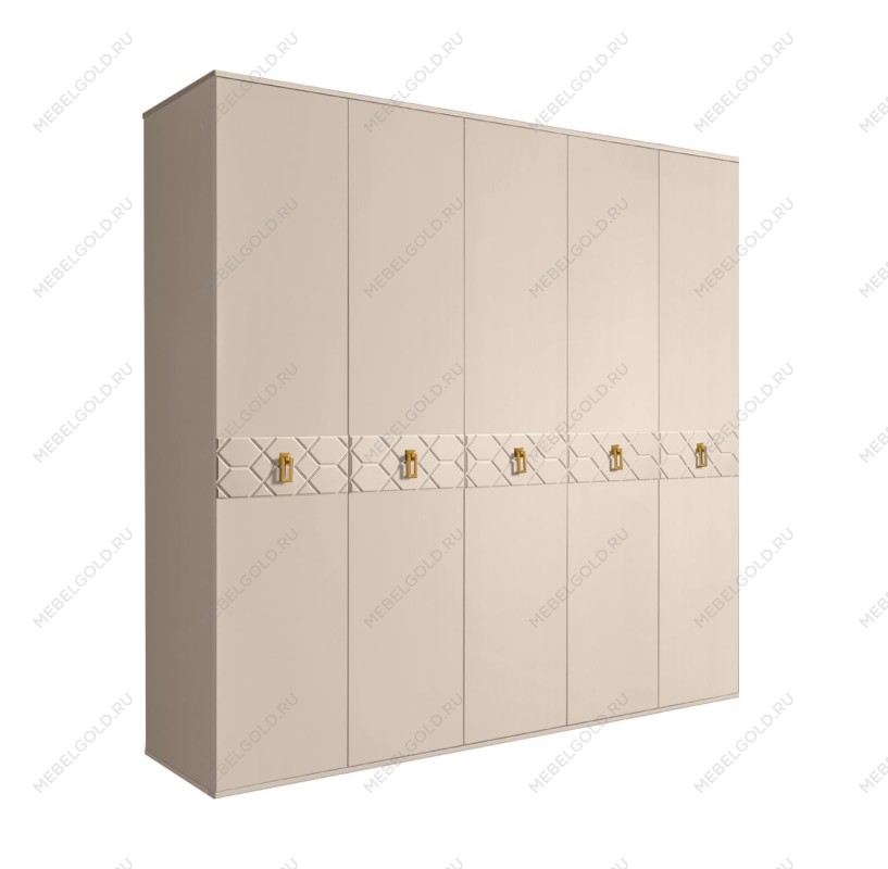 Шкаф 5-ти дв. Bogemia Farfalle (Ваниль/Золото) БМШ2/5(Fa)