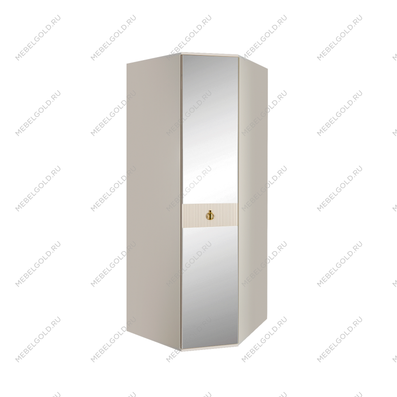 Шкаф угловой с зеркалом Римини СОЛО (Бежевый/Золото) РМШУ1/1(s)
