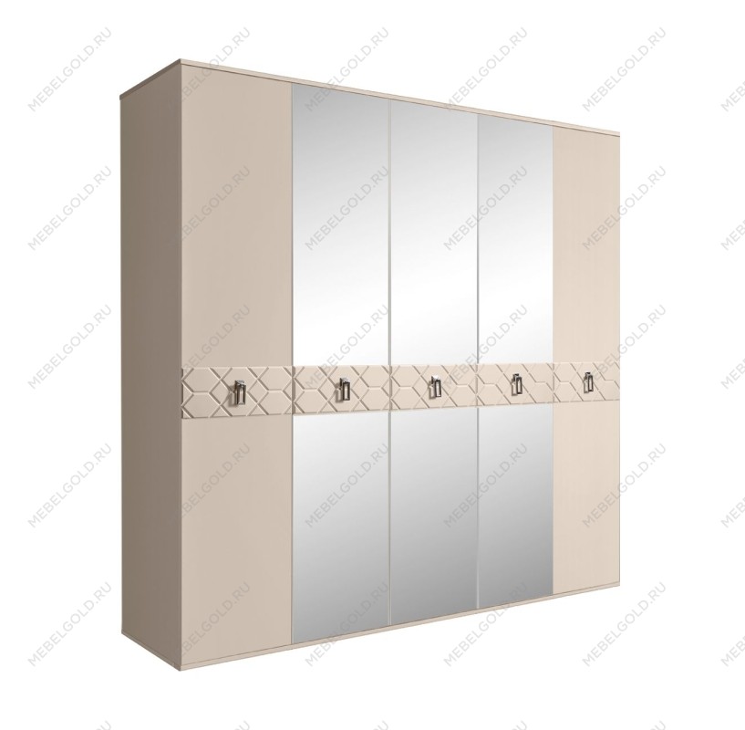 Шкаф 5-ти дв. с зеркалами Bogemia Farfalle (Ваниль/Хром) БМШ1/5(Fa)