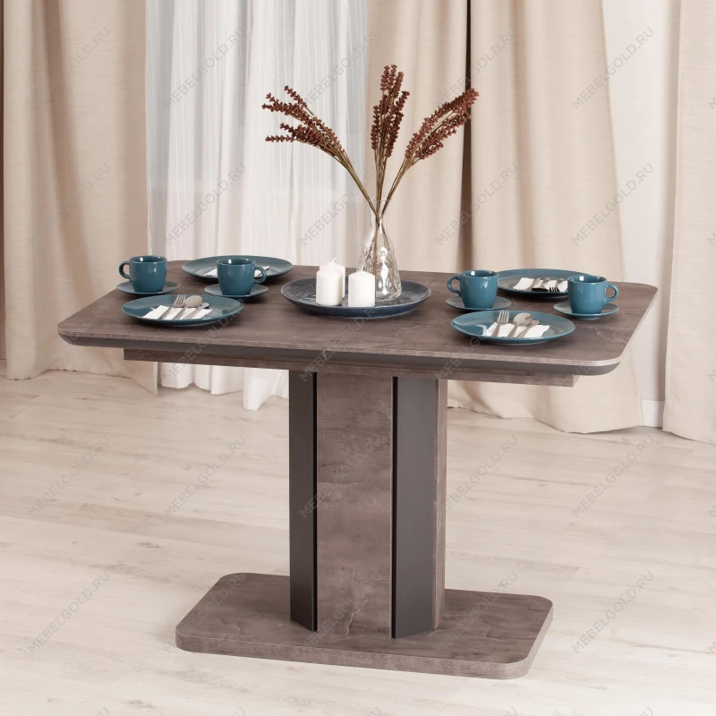 Стол обеденный SKAT, ЛДСП/МДФ, 120-160х80х75 см, Оникс/Графит | изображение 13