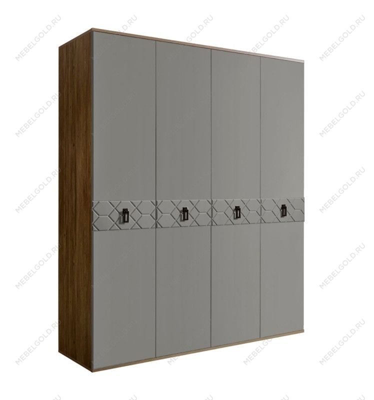Шкаф 4-х дверный Bogemia Woodline Fa (Серый/Черный) БМШ2/4