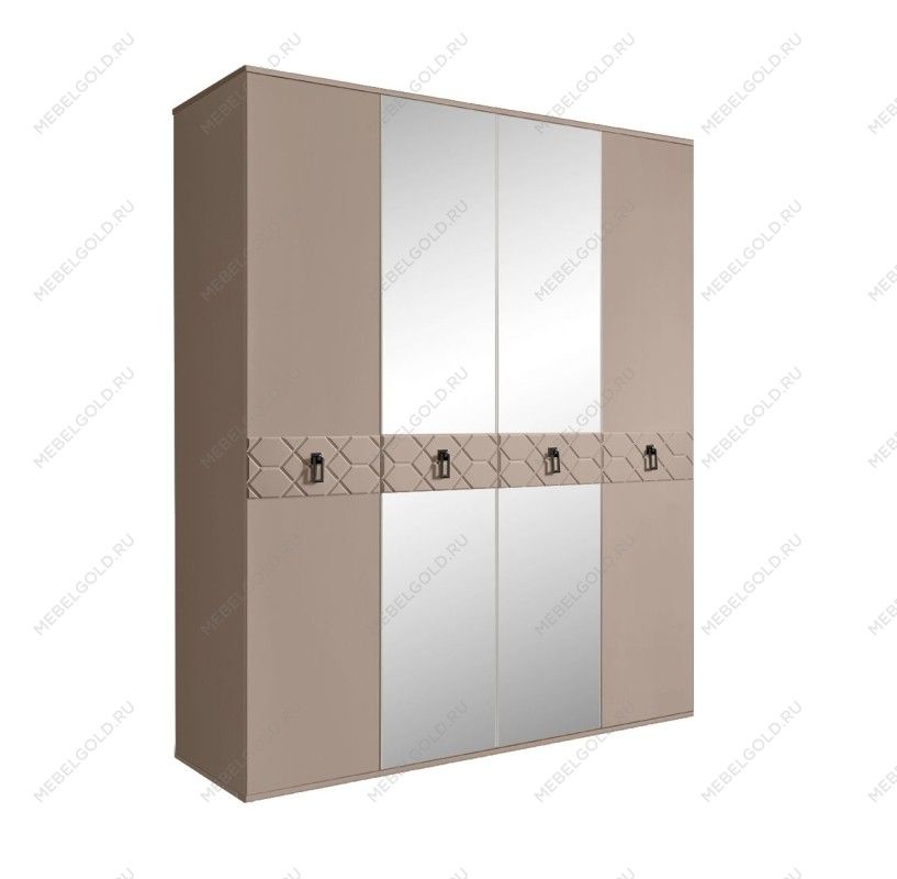 Шкаф 4-х дв. с зеркалами Bogemia Farfalle (Мокка/Черный) БМШ1/4(Fa)