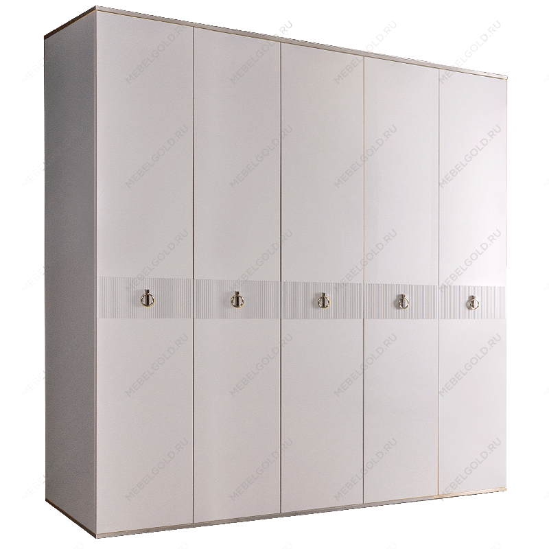 Шкаф 5-ти дверный Римини СОЛО (Белый/Серебро) РМШ2/5(s)