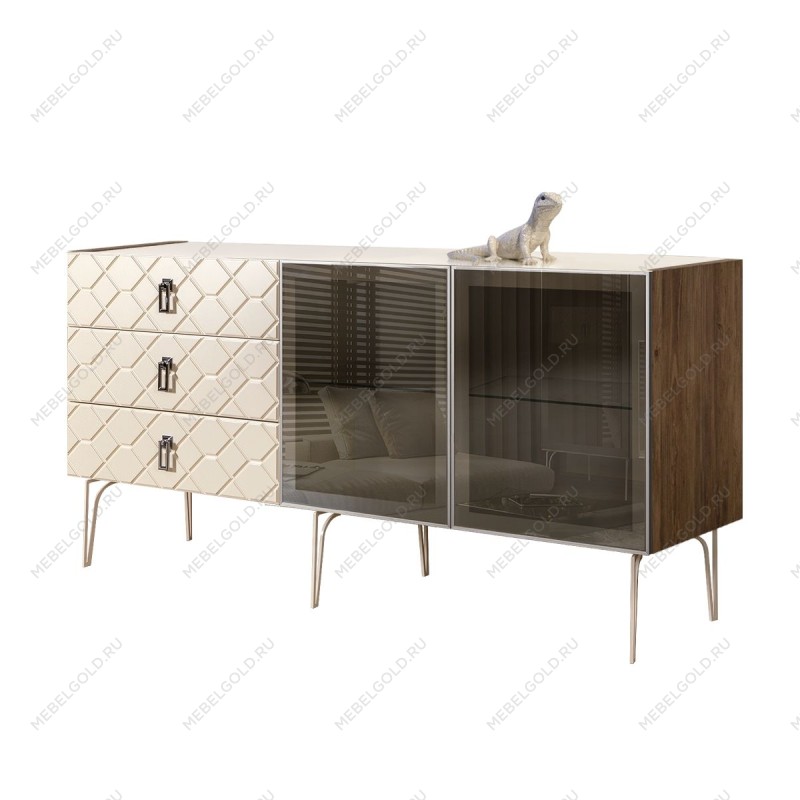 Комод 1.6м Bogemia Woodline Fa (Слоновая кость) (Lakobel/Хром) БМКМ-4[5]