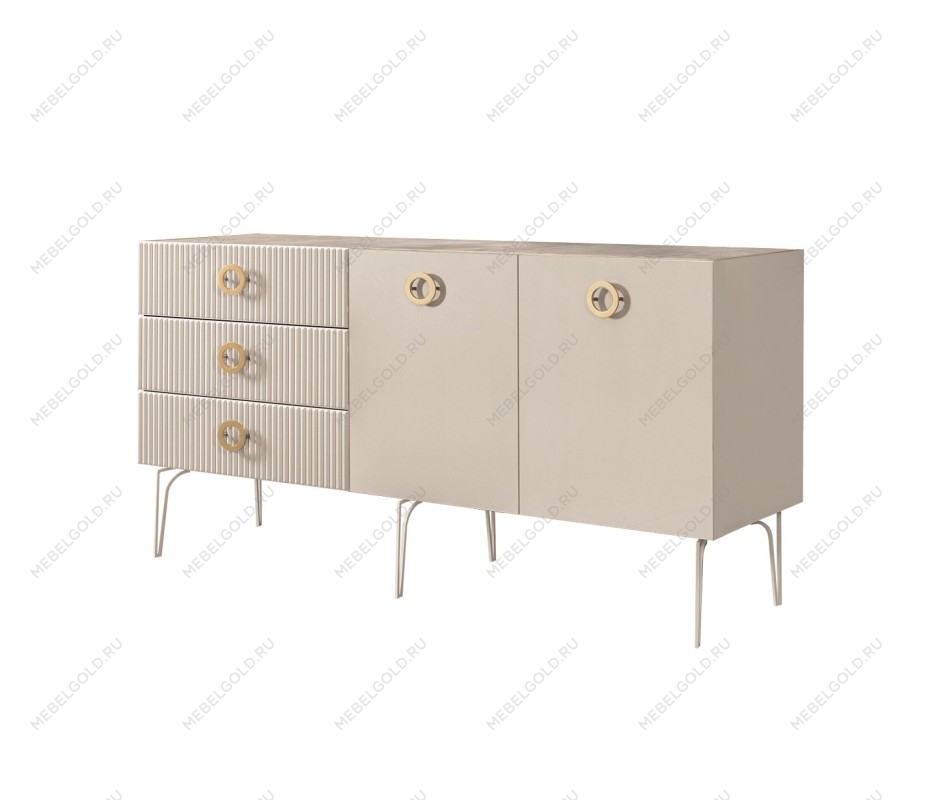 Комод 1.6м Bogemia Fillini (Ваниль) (Novabuk/Золото) БМКМ-4(Fi)