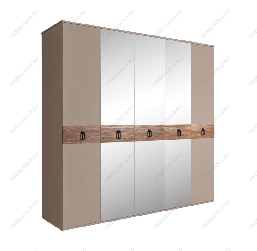 Шкаф 5-ти дв. с зеркалами Bogemia Wood Fa (Мокка/Черный) БМШ1/5(Wo)