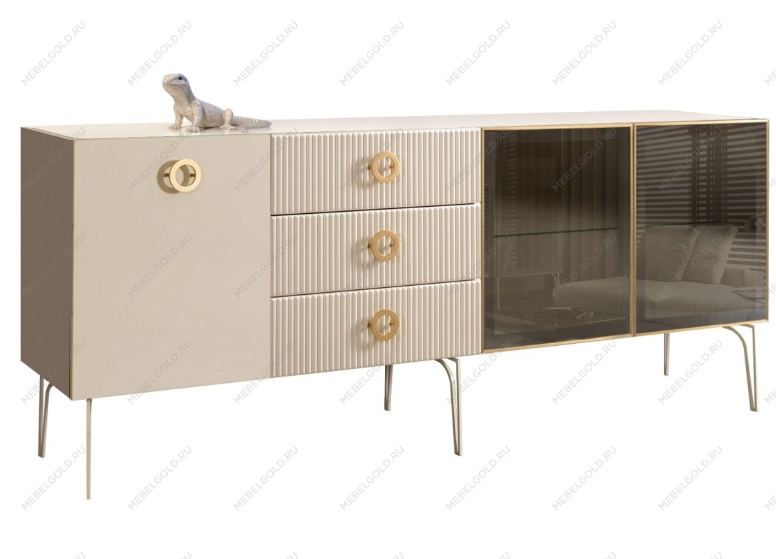 Комод 2.1м Bogemia Fillini (Слоновая кость) (Lakobel/Золото) БМКМ-5(Fi)[5][10]