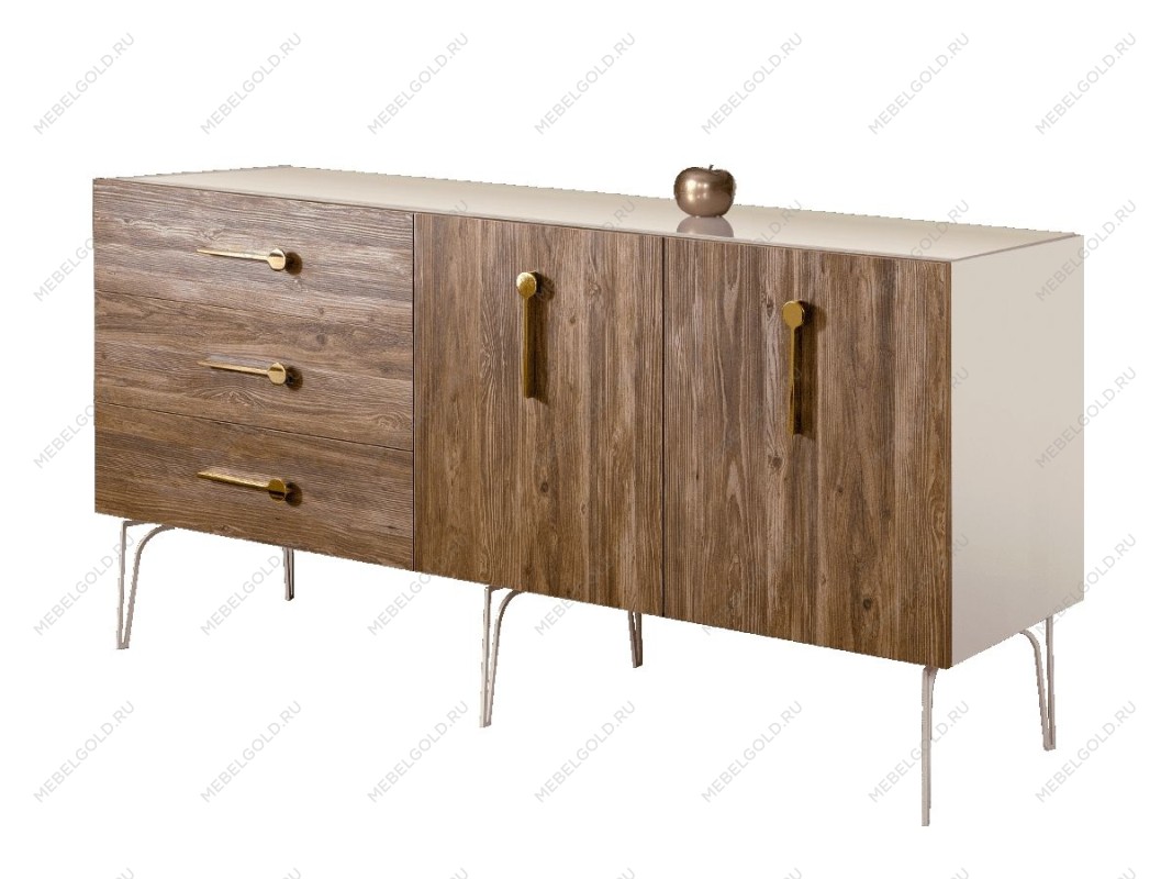 Комод 1.6м Bogemia Wood Wo (Слоновая кость) (Lakobel/Золото) БМКМ-4(Wo)