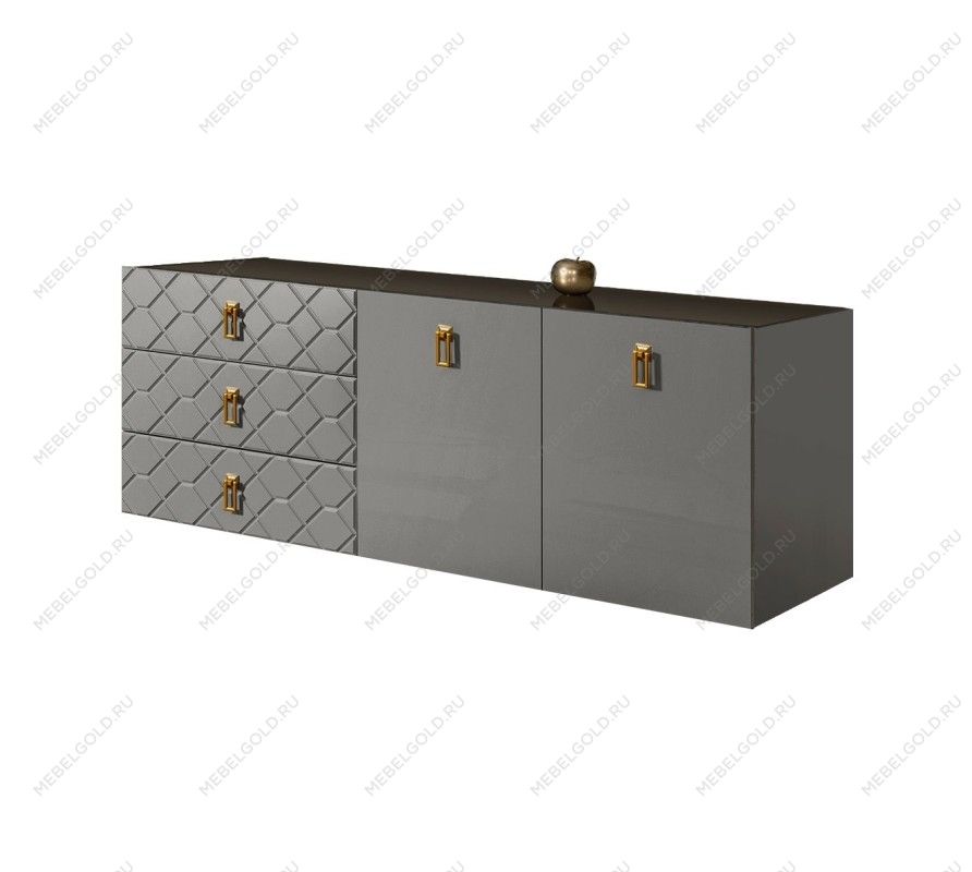 Комод 1.6м Bogemia Fly Farfalle (Серый) (Lakobel/Золото) БМКМ-4