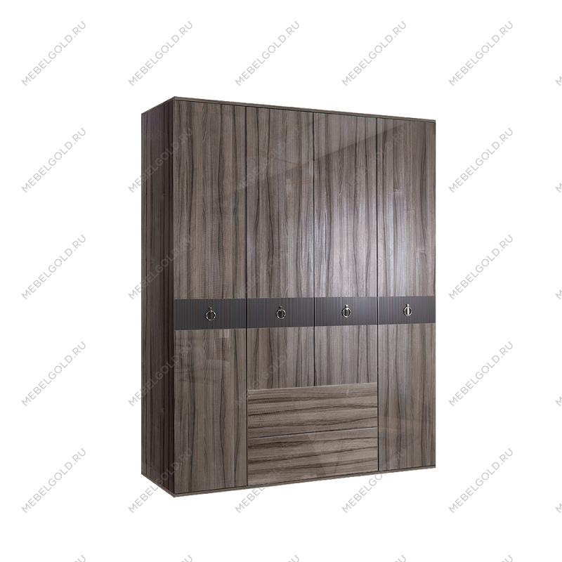 Шкаф 4-х дверный с ящиками Римини СОЛО (Орех империя/Серебро) РМШ2/41(s)
