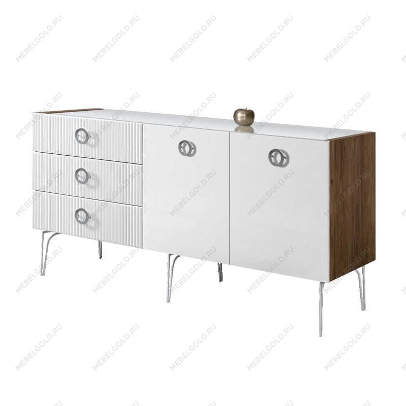 Комод 1.6м Bogemia Woodline Fi (Белый) (Lakobel/Хром) БМКМ-4