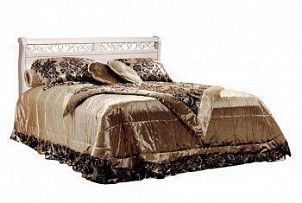 Кровать Оскар (низкое изножье), без основания, без матраса, (1600x2000), белая эмаль с темной патиной
