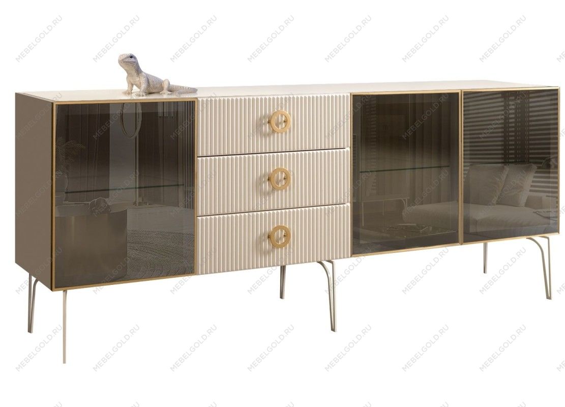 Комод 2.1м Bogemia Fillini (Слоновая кость) (Lakobel/Золото) БМКМ-5(Fi)[5]