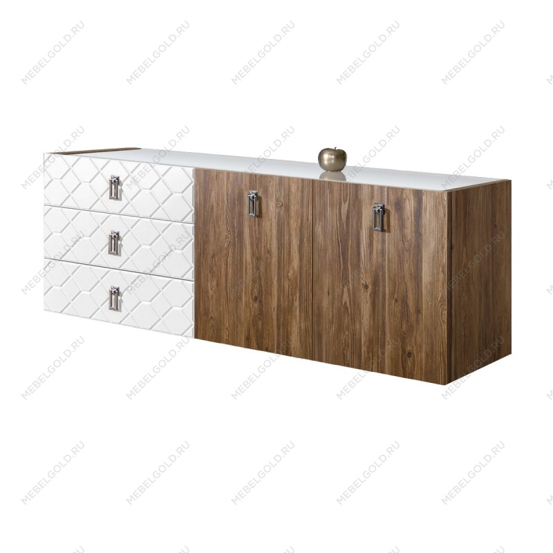 Комод 1.6м Bogemia Woodline Fly Wood Fa (Белый) (Lakobel/Хром) БМКМ-4