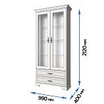 Шкаф с витриной Тиффани 2V2S вудлайн кремовый | изображение 2