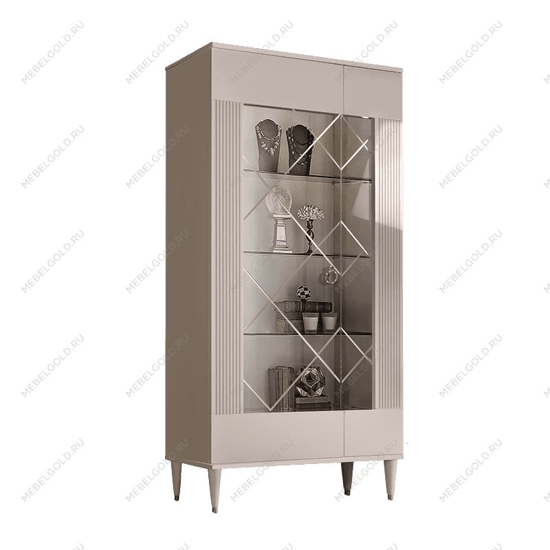 Витрина 2-ств. Римини СОЛО (Бежевый/Серебро) (Левая) РМВ2-2С(s)