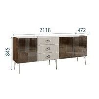 Комод 2.1м Bogemia Woodline Fi (Шелк) (Novabuk/Хром) БМКМ-5[5]