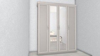 Шкаф Мишель Лайт 4-дверный с зеркалом серый