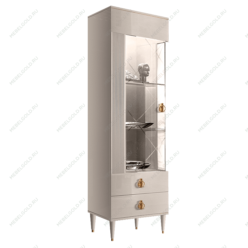 Витрина 1-ств. Римини СОЛО (Бежевый/Золото) (Левая) РМВ1-1С(s)