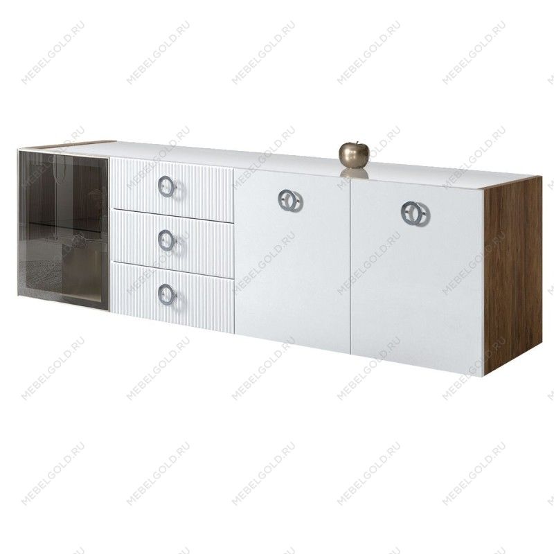 Комод 2.1м Bogemia Woodline Fly Fi (Белый) (Lakobel/Хром) БМКМ-5[4]