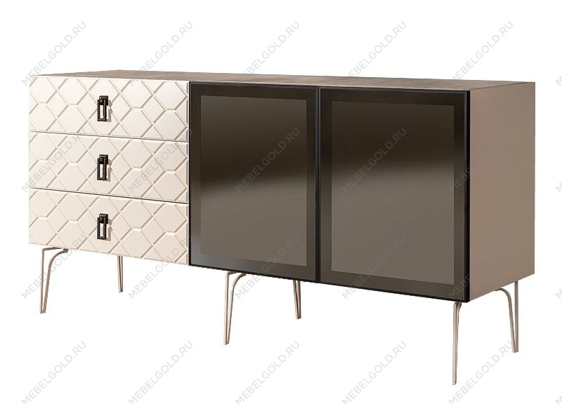 Комод 1.6м Bogemia Farfalle (Слоновая кость) (Novabuk/Черный) БМКМ-4(Fa)[5]