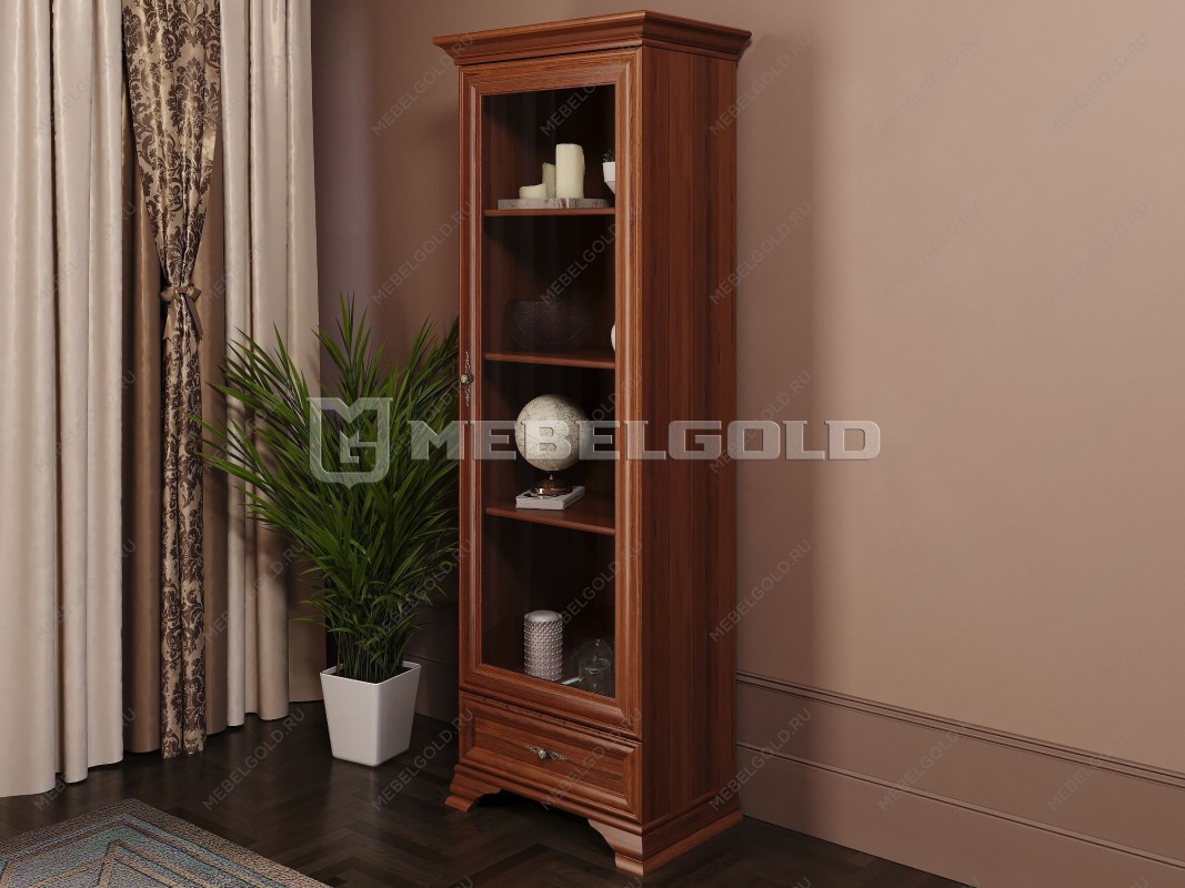 Шкаф с витриной Кентаки REG1W1S каштан | изображение 2