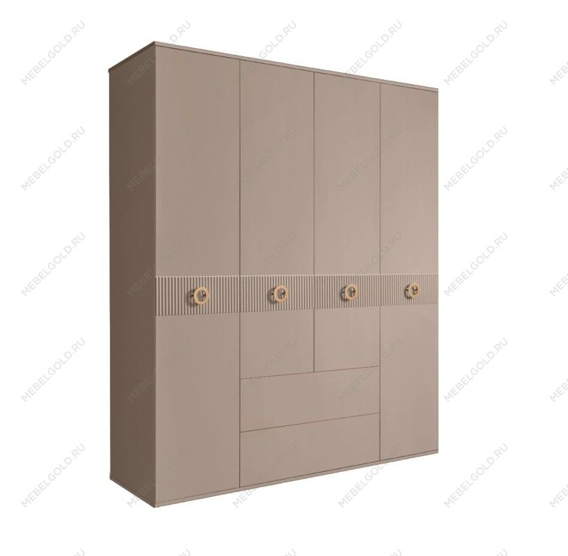 Шкаф 4-х дверный с ящиками, Bogemia Fillini (Мокка/Золото) БМШ2/41(Fi)