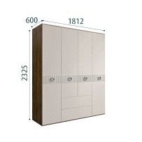 Шкаф 4-х дверный с ящиками Bogemia Woodline Fi (Шелк/Хром) БМШ2/41