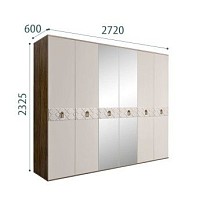 Шкаф 6-ти дв. с зеркалами Bogemia Woodline Wood Fi (Шелк/Хром) БМШ1/6(Wo)