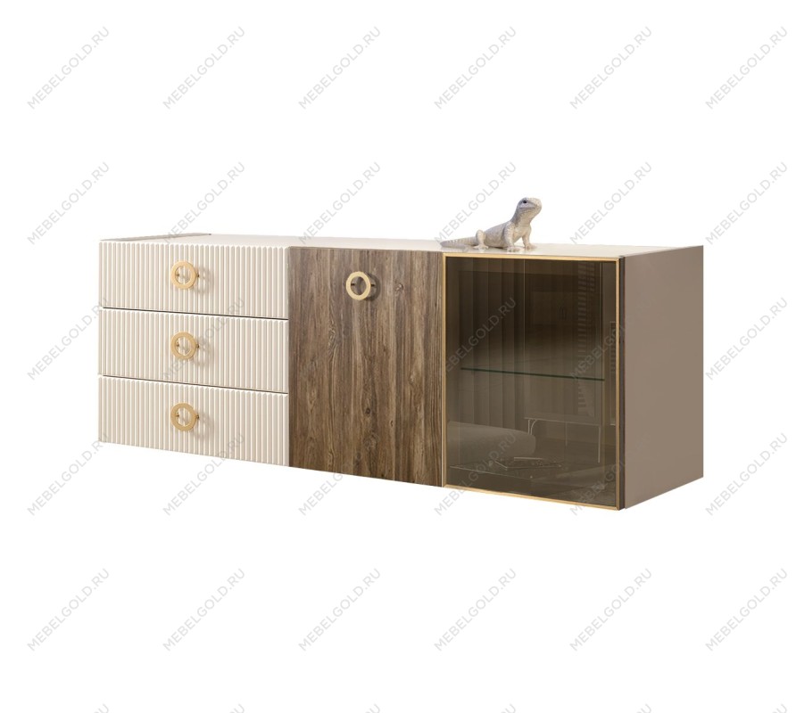 Комод 1.6м Bogemia Fly Wood Fi (Слоновая кость) (Lakobel/Золото) БМКМ-4[5][10]