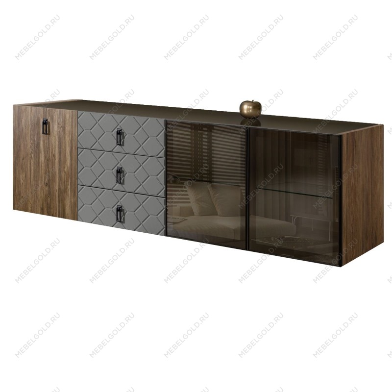 Комод 2.1м Bogemia Woodline Fly Wood Fa (Серый) (Lakobel/Черный) БМКМ-5[5][10]