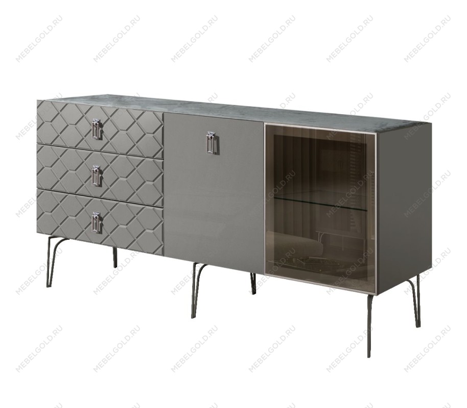 Комод 1.6м Bogemia Farfalle (Серый) (Novabuk/Хром) БМКМ-4(Fa)[5][10]