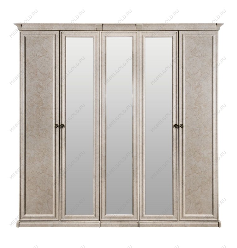 Шкаф Афина 5-дверный (2+1+2) с зеркалом крем корень | изображение 1