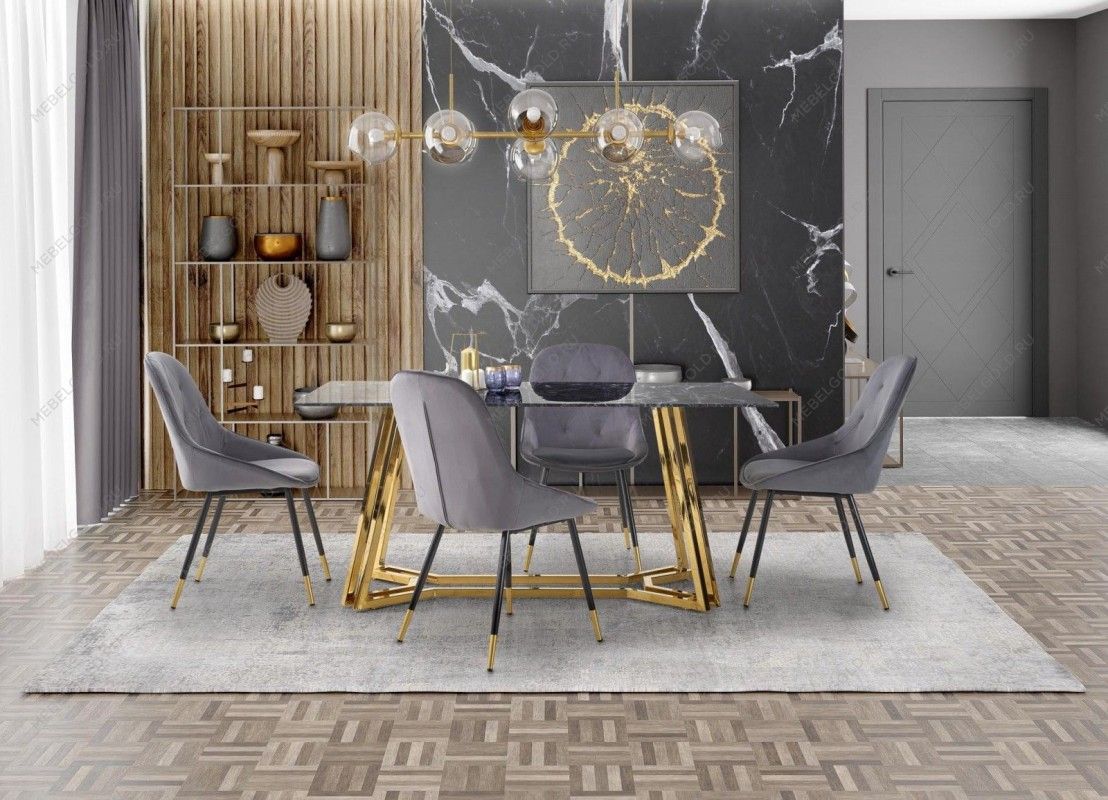 Стол обеденный Halmar KONAMI (черный мрамор/золотой) | изображение 9