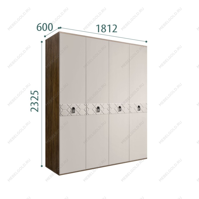 Шкаф 4-х дверный Bogemia Woodline Fa (Шелк/Черный) БМШ2/4