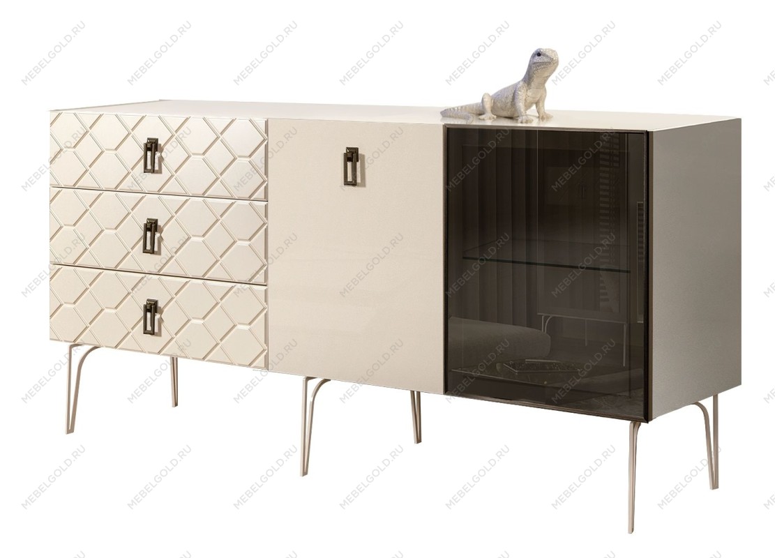 Комод 1.6м Bogemia Farfalle (Слоновая кость) (Lakobel/Черный) БМКМ-4(Fa)[5][10]