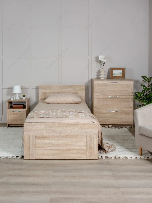 Кровать односпальная Сириус, 90х200 см, дуб сонома | изображение 1