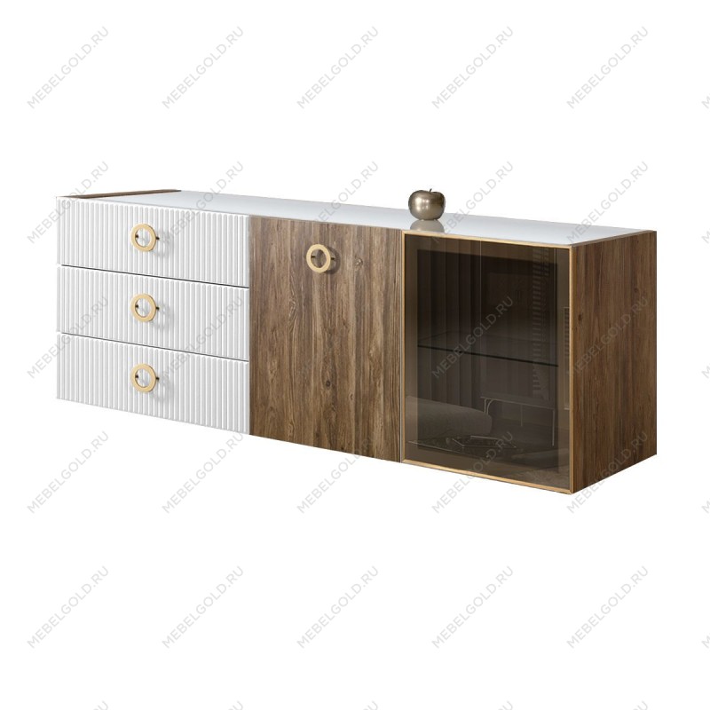 Комод 1.6м Bogemia Woodline Fly Wood Fi (Белый) (Lakobel/Золото) БМКМ-4[5][10]