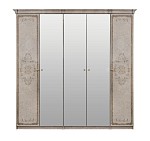 Шкаф Патрисия 5-дверный (2+1+2) с зеркалом крем корень глянец | изображение 1