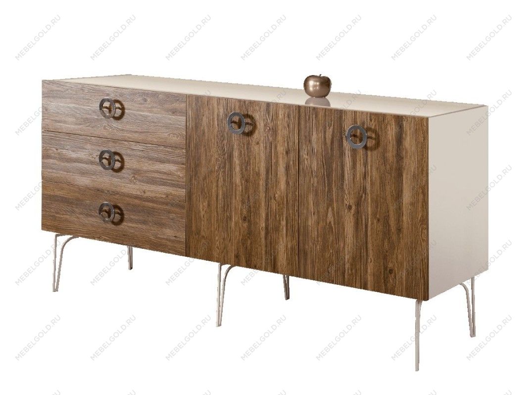 Комод 1.6м Bogemia Wood Fi (Слоновая кость) (Lakobel/Хром) БМКМ-4(Wo)