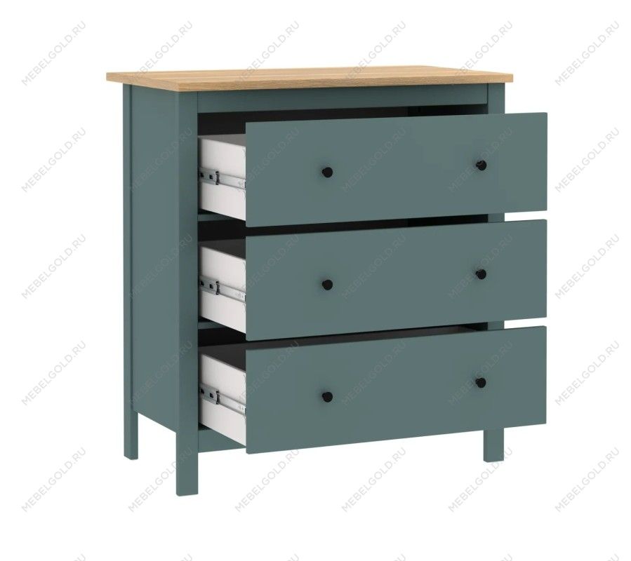 САГА комод 3 ящика темно-бирюзовый/ясень | изображение 2